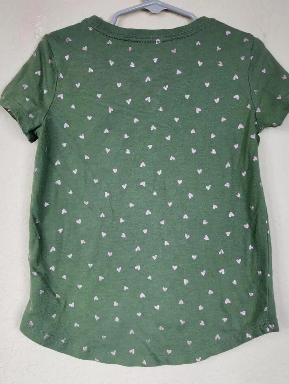 XS Green Heart Girls Kids Tee Shirt Top